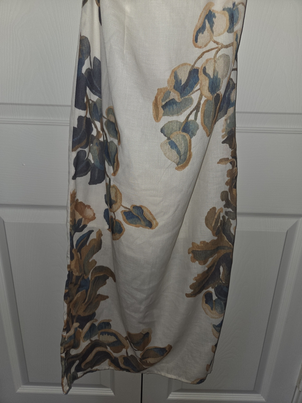 Commense Floral Slip Dress in Cream, Blue, and Brown - Picture 3 of 8